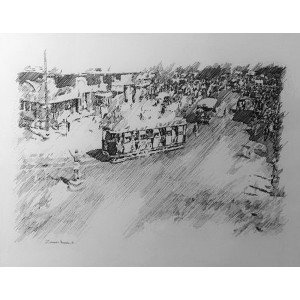 Zameer Hussain, untitled 10 X 112 Inch, Pencil on Paper, Pen ink on paper -AC-ZAH-015